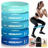 NOONCRAZY Fitnessbänder 5er Set, 100% Naturlatex Resistance Bands mit Übungsanleitung, Gymnastikband 5 Verschiedene Stärken, Widerstandsband für Pilates, Krafttraining, Physiotherapie