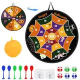 LAMEK Hallowen Dartscheibe Kinder Spinnennetz Hallowen Klettballspiel 66cm Doppelseitige Dartspiel Faltbares Fledermaus Wurf Spiel Scheibe Drinnen Draußen Wurfspiel für ab 3 Jahre Junge Mädchen