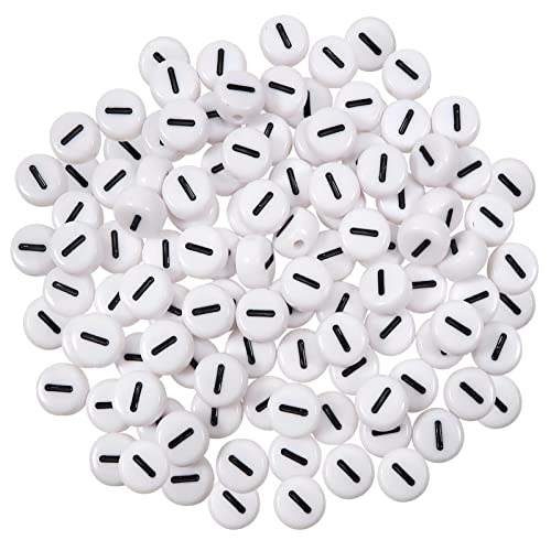 TOAOB 100 Stück 4x7mm Buchstabenperlen Vokal Weiß Buchstaben I Perlen Rund Acryl Spacer Perlen für Schmuckherstellung