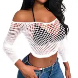 Buitifo Women Sexy Lingerie Fishnet Top Beach Cover Up(weiß,M)
