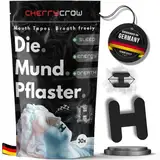 CherryCrow® - Die Mundpflaster | (30 Stück) Premium Black Mouth Tape für bessere Nasenatmung 100% Hautverträgliche Pflaster - Mundband für besserern Schlaf Anti Schnarchen Schlafpflaster