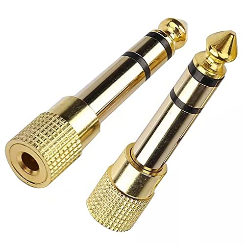 Longivia® 2 Stück HQ Klinkenstecker Adapter 6.35mm auf 3.5mm Reines Kupfer mit Vergoldete Kontakte Stereo Klinke Adapter 6 3 auf 3 5 Jack Klinkenadapter für Keyboard, Lautsprecher, Kopfhörer