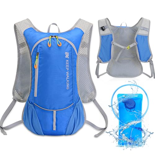 Lnopever 8L Ultraleicht Trinkrucksack Trail Rucksack Trinkweste, Rucksack mit 2-Liter-Wasserbeutel,Herren Damen Ultraleicht Laufrucksack für Laufen, Marathon, Jogging, Radfahren