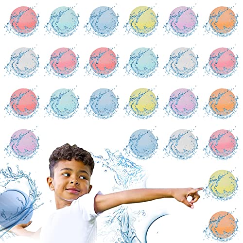 ZWOOS 24 Stück Wasserbomben Wiederverwendbar, Schnell Befüllbare Silikon Wasserball für Kinder Erwachsene, Wiederverwendbare Wasserbomben für Wasserpark, Party, Pool, Familienspiel