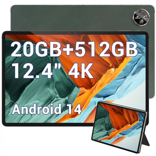 DOOGEE T30 MAX Tablet 12.4 Zoll, Gaming Tablet PC Android 14, 20GB RAM + 512GB ROM/(2TB Erweitern), 2560 * 1600 4K Display, 10800mAh/33W, 50MP+20MP, Widevine L1,Helio G99, 4G LTE/5G WiFi/OTG/GPS