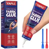 YAFLC Textilkleber Waschmaschinenfest 75ml, Stoffkleber textilkleber, Textilkleber Textile Adhesive für Stoffe Textilien Baumwolle, Leder, Jeans