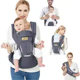 Viedouce Babytrage Ergonomische mit Hüftsitz/Reine Baumwolle Leicht und atmungsaktiv/Multiposition:Dorsal, Ventral, Einstellbar für Neugeborene und Kleinkinder von 3-48 Monate (3,5 bis 20 kg)