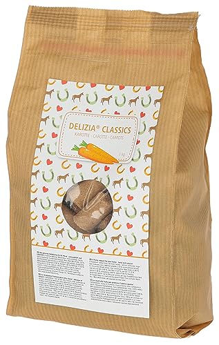 Kerbl Delizia Belohnungswürfel Classic (für Pferde, 1 kg Beutel, Geschmacksrichtung Karotte, mit natürlichem Gehalt an Mineralstoffen, Pferdesnack) 325131
