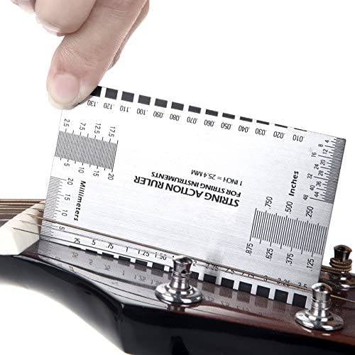 Gitarren Messwerkzeug,Gitarren Lineal String,Saitenlage-Messgerät,Griffbrett Messwerkzeug,Gitarre Gauge Lineal für Bass Akustische Gitarren-Bundfeilen Reparaturwerkzeug