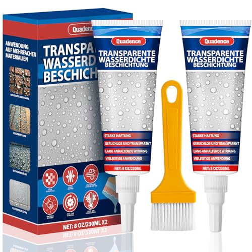 Transparenter Wasserdichter Beschichtungsmittel, Quadence Wasserdichte Isolier-Dichtstoff-Emulsion, für Badezimmer, Toilette, Fliesen, Wände, Dach, für den Innen- und Außenbereich 460ml