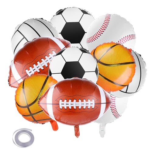 10 Stück Baseball Luftballons Fußball-Ballons 18 Zoll Folienballons Baseball Folienballon mit Luftballon Sport Foil Ballons Helium Ballons Party Deko für Kinder für Geburtstag Party Baseball Deko
