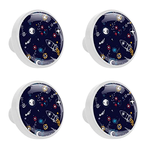 KoIjYtI 4Er Set Möbelknöpfe Kinderzimmer Set Weltraumgalaxie-Rakete Süß Schubladenknöpfe Kinderzimmer Personalisierter Druck, Einzigartig Möbelknäufe 35x28mm