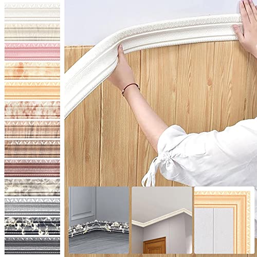 Longra Selbstklebende weiche Fußleiste Selbstklebender 3D wasserdichte dekorative Wandplatte Kann für Fußleisten und Seitenlinien an der Wand von zu Hause oder im Büro verwendet Werden (A, One Size)