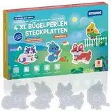 Smowo® 10mm Bügelperlen Platten Haustiere - Set mit 4 Steckplatten und Vorlagen - Hund, Katze, Vogel, Kaninchen - Große Stiftplatten für Kinder ab 3 Jahre