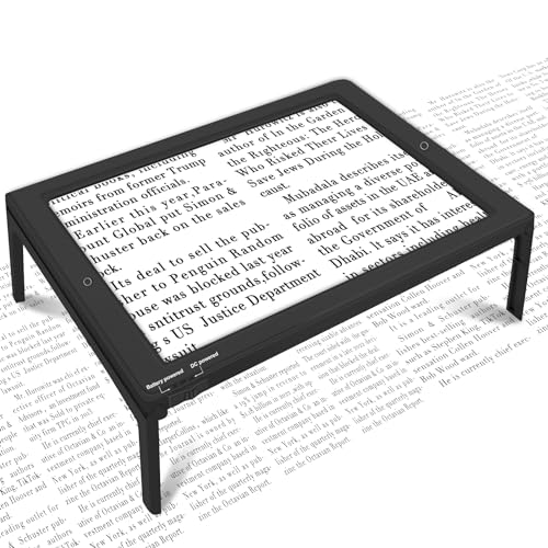 NZQXJXZ 5X Leselupe mit Licht für Senioren Groß, Lupe mit Licht und Ständer, Dimmbare Lesehilfe mit 50 LED Licht, Größere Linsen, Klappbarer Ständer Hände Frei für Bücher, Nähen, Lesen, Sehschwäche