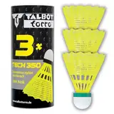 Talbot Torro Badminton und Federball TECH 350 Badmintonball, 3er Dose, Korb: Gelb, Geschwindigkeit Grün-Langsam, One Size