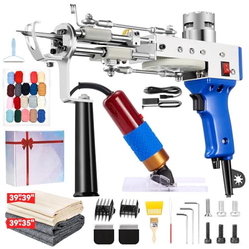 BESGEER Rug Tufting Gun with Carpet Trimmer Kit, Rug Gun with Tufting-Shears with Tufting Cloth, 2 in 1 Cut & Loop Pile Carpet Gun and Carving Clippers, Tufting Gun Machine Kit for Beginners