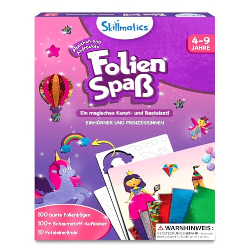 Skillmatics Kunst & Bastelaktivität- Folienspaß Einhörner und Prinzessinnen, Schmutzfreie Kunst für Kinder, Bastelsets, DIY-Aktivität, Geschenke für 4 bis 9 Jahre