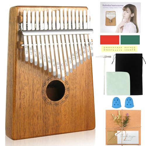 Kalimba 17 Schlüssel, Kalimba Instrument Finger Daumenklavier Kalimba Thumb Piano Marimba Instrumente mit Schutzhülle, Lernanleitung, Stimmhammer für Kinder Musikliebhaber Anfänger