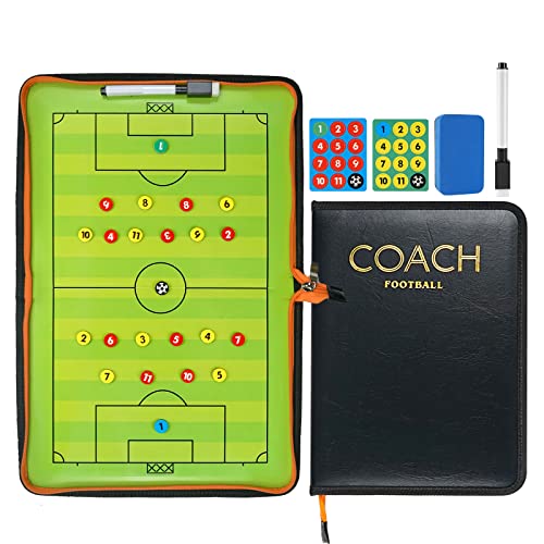 RoseFlower Taktiktafel Fussball, Fußball Trainer Taktikmappe mit Marker Stift Magneten, Profi Tatktikboards Fussball Coach-Board für die Schulung oder Spielanalyse