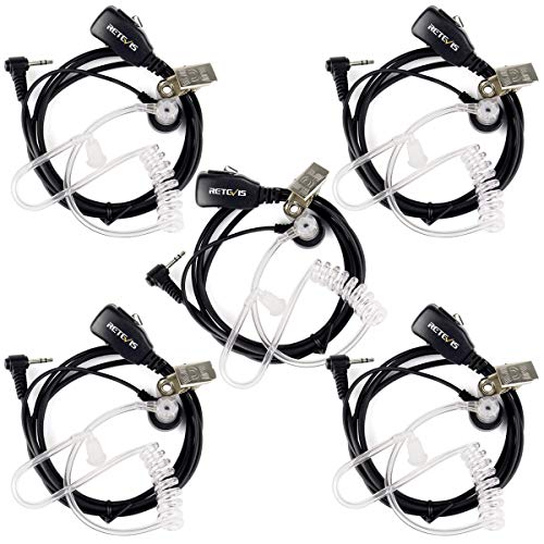 Retevis Funkgerät Headset Walkie Talkie Kopfhörer 1 Pin 2.5mm Kompatibel mit Funkgeräte RT45 Motorola TLKR T80 T80 Extreme T82 T82 Extreme T92 H2O T60 T61 T62 T81 Hunter T270 (5 STK.)