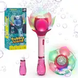 PANACARE Blumen Seifenblasenstab, Elektronische Seifenblasenmaschine Kinder mit Seifenblasenlösung/Akku/Licht, Bubble Machine 10000+ Blasen Spielzeug Kinder Geschenk/Geburtstag/Party/Hochzeit (Pink)
