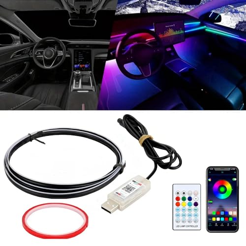 Goodream Innenraum Auto Ambient Lighting Kit, 110cm Dreamcolor USB LED ultradünne Acrylstreifen Lichter Neon Zubehör für Autos LKW SUV Center Console Dashboard mit APP&Remote Control