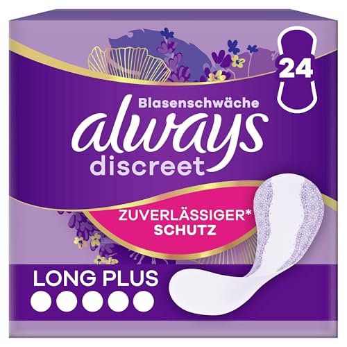 Always Discreet Inkontinenz-Slipeinlagen Long Plus (24 Binden) für Damen, starker Schutz, den Sie kaum spüren