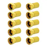 10x Sat F-Stecker 6,5-7 mm + Dichtungsring vergoldet TV Koaxialkabel Antennenkabel