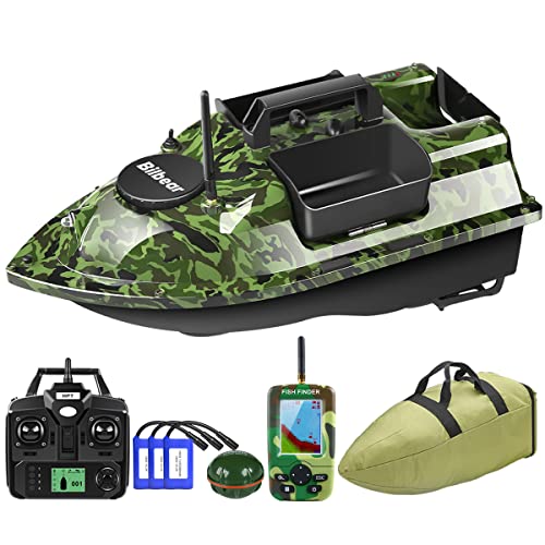 GPS Köderboot Futterboot mit GPS Angelköderboot Futterboot mit Echolot und GPS Karpfenfischen Fischfind Boot Fischfinder mit Sonarsensor,Ersatzbatterien,Handtasche (Camo Boot)