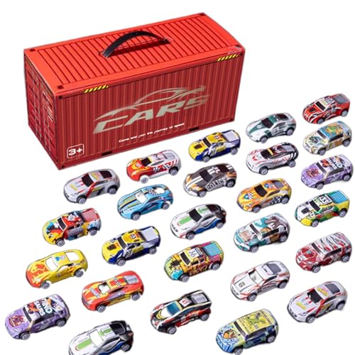 Aufbewahrungsbox für Auto-Partygeschenke, Pull-Pack-Auto mit Box - Mini-Legierungsrennwagen|Kleine Autos mit Rennmuster, Spielzeugautos für Kleinkinder, Kastenwagen, 48-teilig, unterhaltsames und le