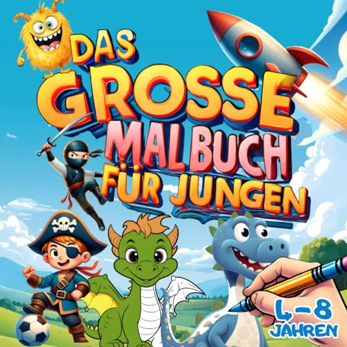 Das große Malbuch für Jungen: Motive zum Ausmalen für Jungen ab 4-8 Jahren | Schöne Ausmalbilder und Malvorlagen zum Entspannen