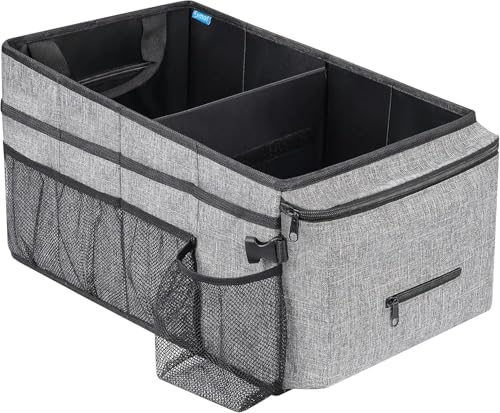 Auto Organizer für Vorne und Rücksitz, Beifahrersitz, Auto Organizer Kinder mit Mehrere Taschen Getränkehaltern, Faltbar Sitz Organizer Auto für Spielzeug, Bücher, Snacks