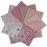 EDGEAM Stoffe zum Nähen 10 Stück 25x25 cm Patchwork Stoffe Paket Baumwollstoffe Quiltingstoffe für Quilten DIY Handwerk Scrapbooking (Rosa)