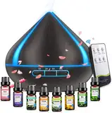 500 ML Diffuser Für Ätherische Öle Mit 8 Ölen, Aromatherapie Diffuser Mit Fernbedienung, 4 Timer, Automatische Wasserlose Abschaltung Für Großer Raum Schwarz