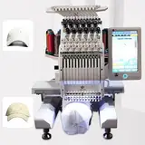 LBMED Kommerzielle Stickmaschine, 12 Nadeln, Computergesteuerte Stickmaschine Mit LCD-Display, Unterstützt Kleidungsstickerei + Hutstickfunktion, 20 * 30 cm Arbeitsbereich, DST-Format, Für Shop