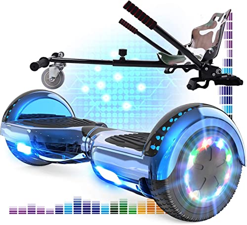 RCB Hoverboard mit Sitz und Hoverkart Set 6,5 Zoll hoverboards für Kinder, Hoverboards mit Bluetooth und LED-Lichtern, Go-Kart Solider Sitz, Geschenk für Kinder