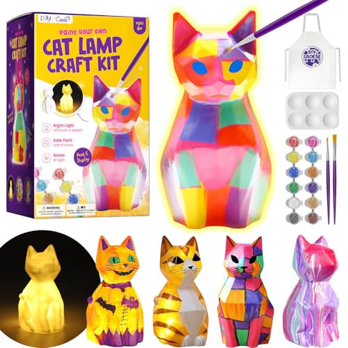 Basteln Mädchen 6 7 8 9 10 Jahre,Katze Lampe Malset-Bastelset Kinder ab 6,Geschenk Mädchen 6 7 8-12 Jahre, Spielzeug ab 6 Jahre Jungen, DIY Kreativ Malen Katze Kinder Geschenkideen