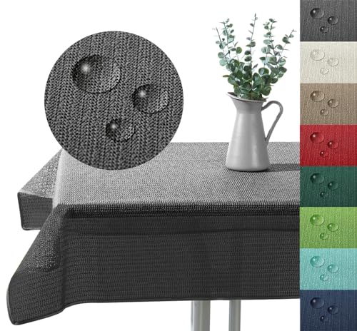 Outdoor Tischdecke Gartentischdecke wasserfest wetterbeständig rutschfest waschbar Outdoortischdecke Weichschaum Garten Balkon Camping Party Tischdeko Typ883 grau 130x220 cm eckig