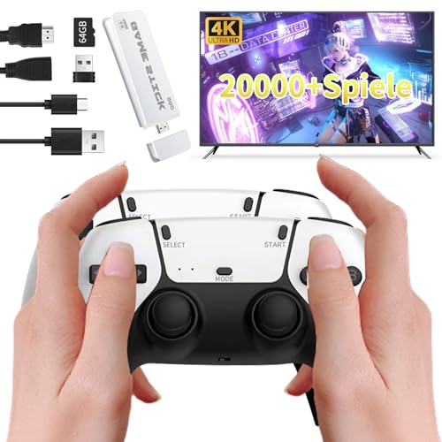 HigoYXP Retro Konsole, Retro Spielekonsole, Retro Videospielkonsole 20000+ Spiele mit Dual Wireless Controllern, 23 Emulatoren, HDMI 4K, 64GB, Plug & Play Retro Konsole für TV