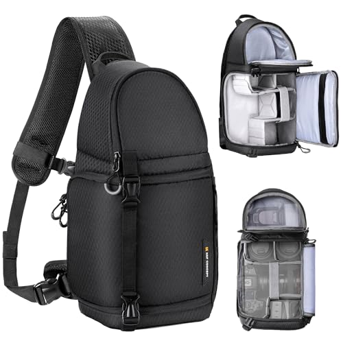 K&F Concept Kamera-Umhängetasche, wasserdichte Kamera-Reisetasche, Foto-Rucksack, Kamera-Umhängetasche mit Regenschutz