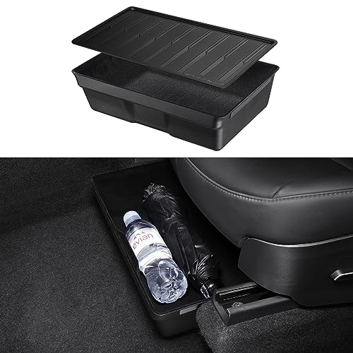 BASENOR Tesla Model Y Sitz-Organizer Box 2021-2024 Aufbewahrungsbox unter dem Sitz Organizer unter den vorderen Sitzen verstecktes Fach