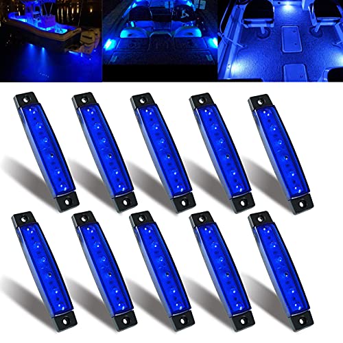 MUSTACT 10 Stück Navigationslicht Für Boote, Wasserdicht 12V Marine Boot LED Navigationslichter Licht Signalleuchte Port Seitenbogen Licht für Boot Yacht (Blau)