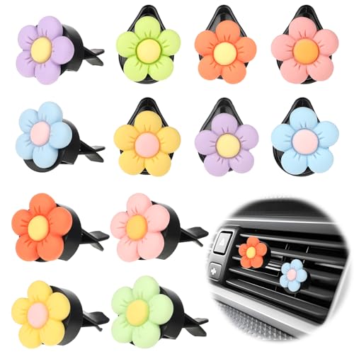 12 Stück Auto Diffuser Gänseblümchen Blume Auto Lufterfrischer Clip Auto Deko Innenraum Blumenmuster Auto Zubehör Innenraum Frauen für Auto Wohnzimmer Büro