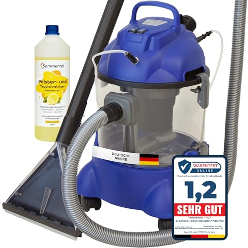 Albatros Waschsauger Polster HYDRO 7500 + 1l Reinigungs-Shampoo - 4in1 Polsterreiniger Gerät Beutellos + Teppich-Reinigungsmaschine, 5-tlg Komplett-Set - Vergleichssieger Note: Sehr Gut (09/2020)