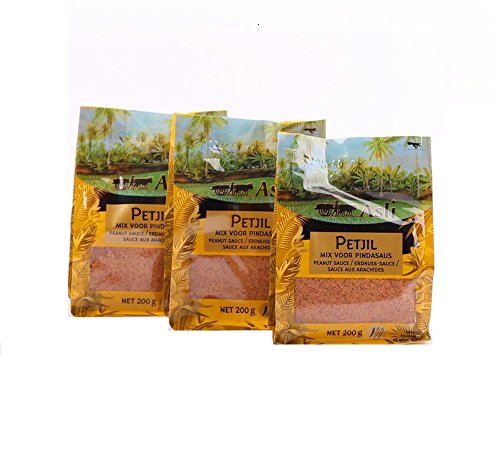 3 x 200g Asli Petjel Erdnuss Sauce Sate Satay Saté Erdnusssauce Soße Satee Dip Pamai Pai®