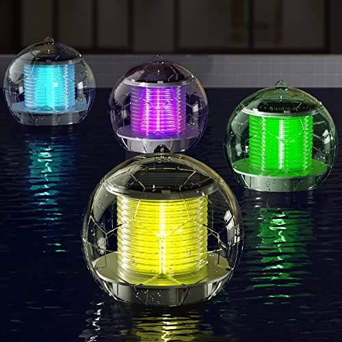 Linkax Solar Poolbeleuchtung Schwimmende Lampen, Teichbeleuchtung Pool Zubehör, Pool Licht Wasserlicht, Solarlampe Deko für Pool Teich Garten Baum Blumen(4 Stück)