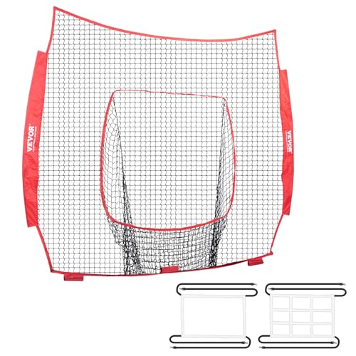 VEVOR 2134 x 2134 mm Pitching Net Pitching Target mit Strike Zone, Baseball & Softball 9 Loch Trainingsgeräte für Jugendliche & Erwachsene, Baseball Pitching Net Tragbares Schnellmontage-Design