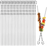OFFCUP Grillspieße Edelstahl 30cm, 24 Stück Schaschlikspieße Edelstahl Grill Kabob Spieße Flacher Fleischspieß Wiederverwendbare Schaschlikspieße, BBQ Grill Spießefür Lagerfeuer Oder Grillschale