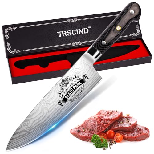TRSCIND Küchenmesser, Vatertagsgeschenk für papa,Vatertag geschenk für Papa Männer, vatertagsgeschenk für papa, Kochmesser Profi Messer Scharf,erster vatertag geschenk,Chefmesser aus Edelstahl